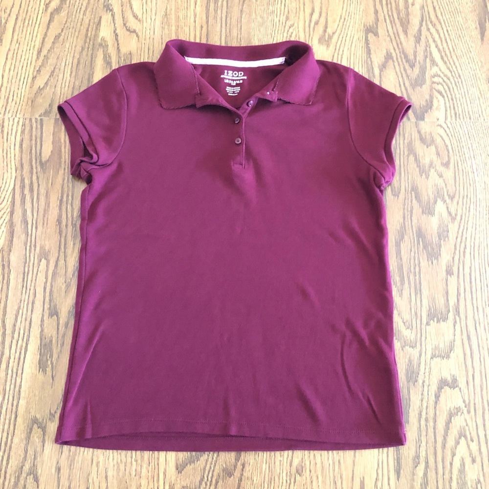 Izod Girls 14.5 Plus Size Maroon School Polo Top
